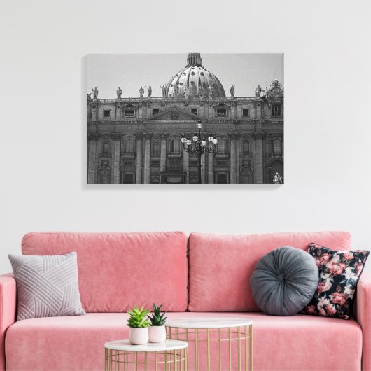 Schwarz-weißer Dom St Peters Rom Wrapped Canvas Leinwanddruck (Insitu (Wohnzimmer))