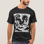 Schwarz-weißer Drache T-Shirt (Vorderseite)