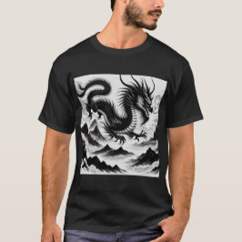 Schwarz-weißer Drache T-Shirt