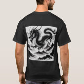 Schwarz-weißer Drache T-Shirt (Rückseite)