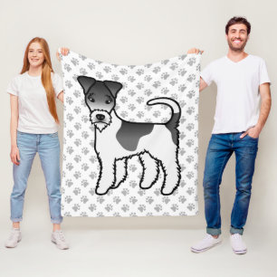 Schwarz-weißer Draht-Fuchs-Terrier, süßer Cartoon- Fleecedecke