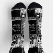 Schwarz-weißer Druckkopf-Gek-Elektronik Socken (Oben)