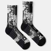 Schwarz-weißer Druckkopf-Gek-Elektronik Socken (Rechts)