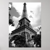 Schwarz-weißer Eiffelturm in Paris Poster (Vorne)