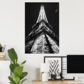 Schwarz-weißer Eiffelturm in Paris Poster (Heimbüro)