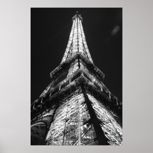 Schwarz-weißer Eiffelturm in Paris Poster (Vorne)