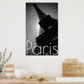 Schwarz-weißer Eiffelturm in Paris Poster (Küche)