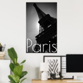 Schwarz-weißer Eiffelturm in Paris Poster (Heimbüro)