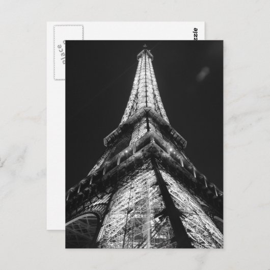 Schwarz-weißer Eiffelturm in Paris Postkarte (Vorne/Hinten)