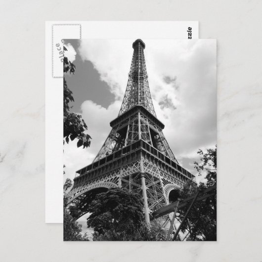 Schwarz-weißer Eiffelturm in Paris Postkarte (Vorne/Hinten)