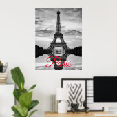 Schwarz-weißer Eiffelturm Paris - Europa Poster (Heimbüro)
