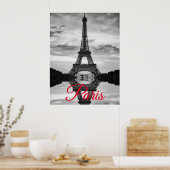 Schwarz-weißer Eiffelturm Paris - Europa Poster (Küche)
