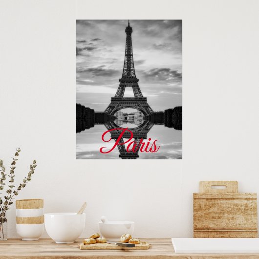 Schwarz-weißer Eiffelturm Paris - Europa Poster (Küche)