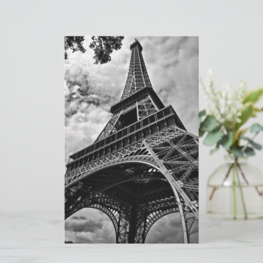 Schwarz-weißer Eiffelturm Paris Europa Reisen Briefpapier (Stehend Vorderseite)