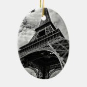 Schwarz-weißer Eiffelturm Paris Europa Reisen Keramik Ornament (Hinten)
