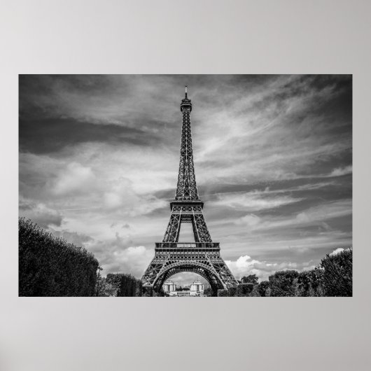 Schwarz-weißer Eiffelturm Paris Europa Reisen Poster (Vorne)