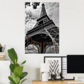Schwarz-weißer Eiffelturm Paris Europa Reisen Poster (Heimbüro)