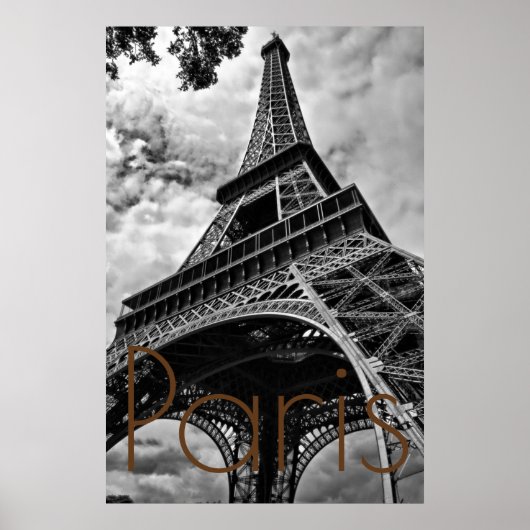 Schwarz-weißer Eiffelturm Paris Europa Reisen Poster (Vorne)
