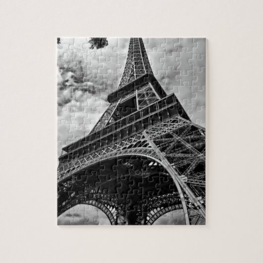 Schwarz-weißer Eiffelturm Paris Europa Reisen Puzzle (Vertikal)