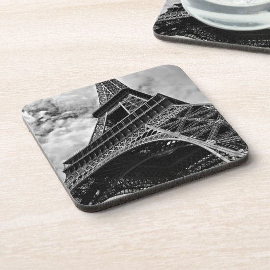 Schwarz-weißer Eiffelturm Paris Europa Reisen Untersetzer (Linke Seite)
