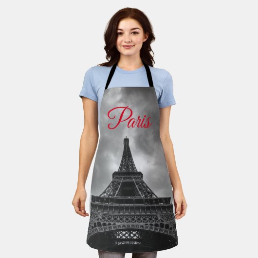 Schwarz-weißer Eiffelturm Paris - Europa Schürze (Getragen)
