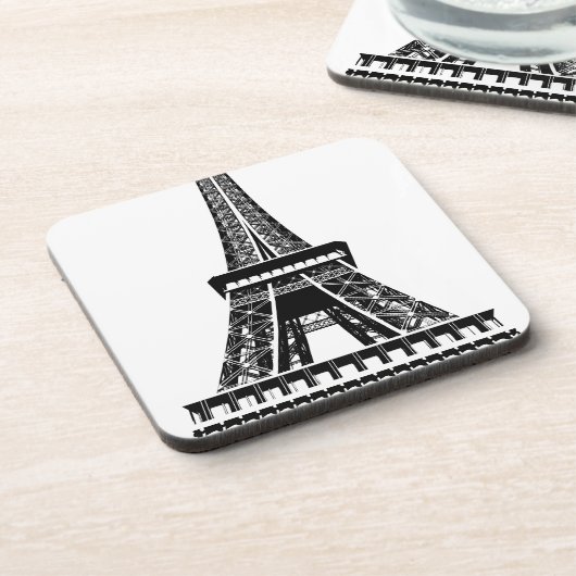 Schwarz-weißer Eiffelturm Paris Kunst, Dichtung un Untersetzer (Linke Seite)