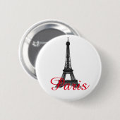 Schwarz-weißer Eiffelturm Paris Liebe Stadtrundgan Button (Vorne & Hinten)