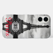 Schwarz-weißer Eiffelturm Paris Liebe Stadtrundgan Case-Mate iPhone Hülle (Rückseite (Horizontal))