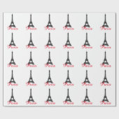 Schwarz-weißer Eiffelturm Paris Liebe Stadtrundgan Geschenkpapier (Flach)