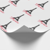 Schwarz-weißer Eiffelturm Paris Liebe Stadtrundgan Geschenkpapier (Ecke)