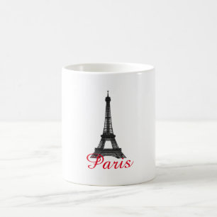 Schwarz-weißer Eiffelturm Paris Liebe Stadtrundgan Kaffeetasse