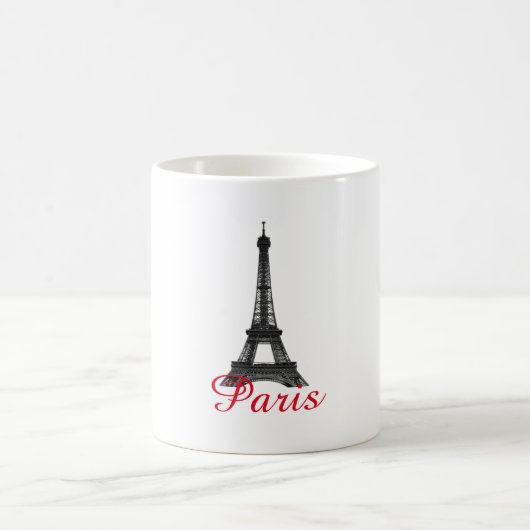 Schwarz-weißer Eiffelturm Paris Liebe Stadtrundgan Kaffeetasse (Mittel)