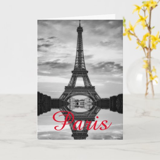 Schwarz-weißer Eiffelturm Paris Liebe Stadtrundgan Karte (Gelbe Blume)