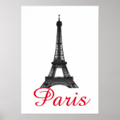 Schwarz-weißer Eiffelturm Paris Liebe Stadtrundgan Poster (Vorne)