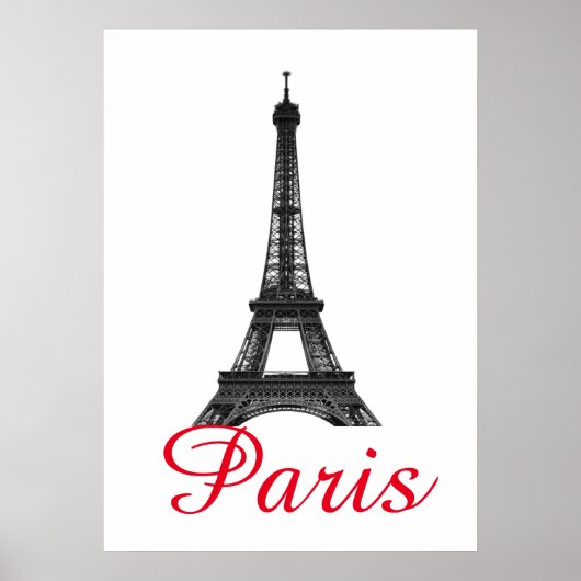 Schwarz-weißer Eiffelturm Paris Liebe Stadtrundgan Poster (Vorne)