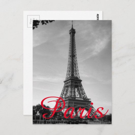 Schwarz-weißer Eiffelturm Paris Liebe Stadtrundgan Postkarte (Vorne/Hinten)