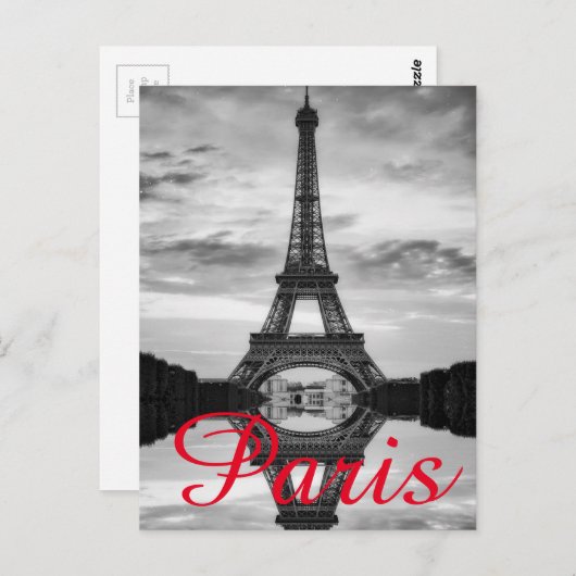 Schwarz-weißer Eiffelturm Paris Liebe Stadtrundgan Postkarte (Vorne/Hinten)