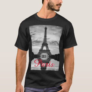 Schwarz-weißer Eiffelturm Paris Liebe Stadtrundgan T-Shirt