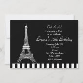 Schwarz-weißer Eiffelturm Paris Party Einladung (Vorderseite)