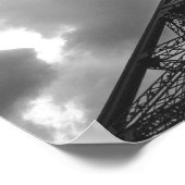 Schwarz-weißer Eiffelturm Paris Romantische Liebe  Poster (Ecke)