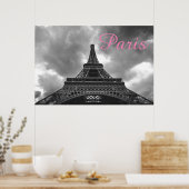 Schwarz-weißer Eiffelturm Paris Romantische Liebe  Poster (Küche)