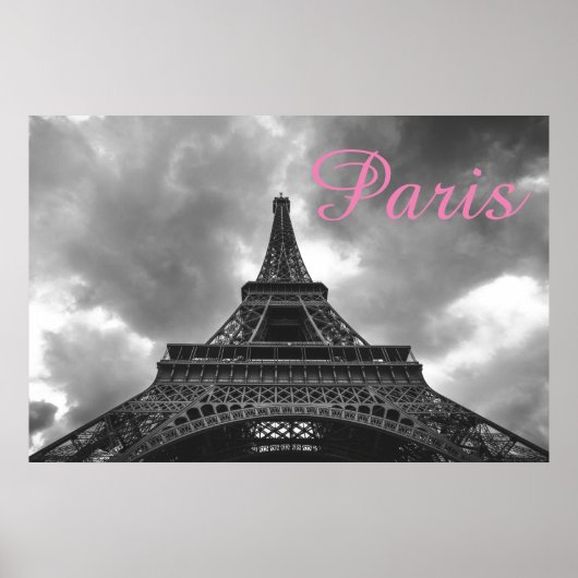 Schwarz-weißer Eiffelturm Paris Romantische Liebe  Poster (Vorne)