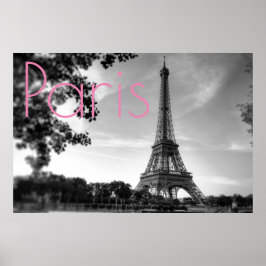 Schwarz-weißer Eiffelturm Paris Romantische Liebe  Poster