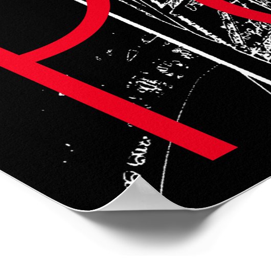 Schwarz-weißer Eiffelturm Poster (Ecke)