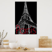 Schwarz-weißer Eiffelturm Poster (Küche)