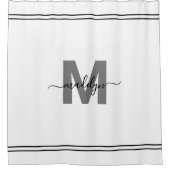 Schwarz-weißer Elegantenname Anfangsmonogramm Duschvorhang (Vorderseite)