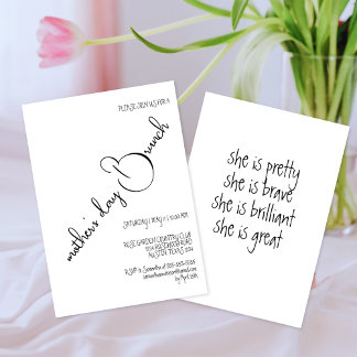 Schwarz-weißer, eleganter Calligraphie-Muttertag B Einladung