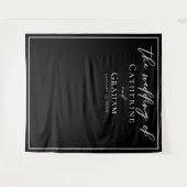 Schwarz-weißer, eleganter Minimalistischer Hochzei Wandteppich (Vorderseite (Horizontal))