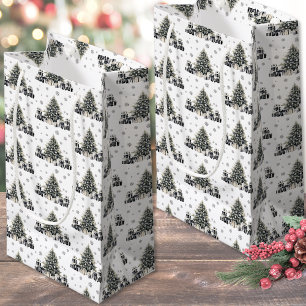 Schwarz-weißer eleganter Weihnachtsbaum Kleine Geschenktüte