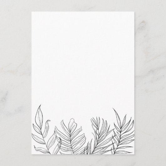 Schwarz-weißer Empfang aus tropischem Leaf Begleitkarte (Rückseite)